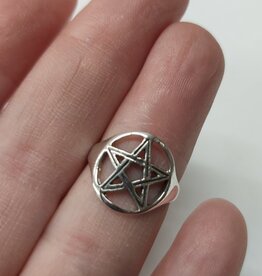 Large Pentagram Ring - Size 8 Sterling Silver