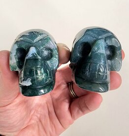 Moss Agate Crystal Skulls 2"