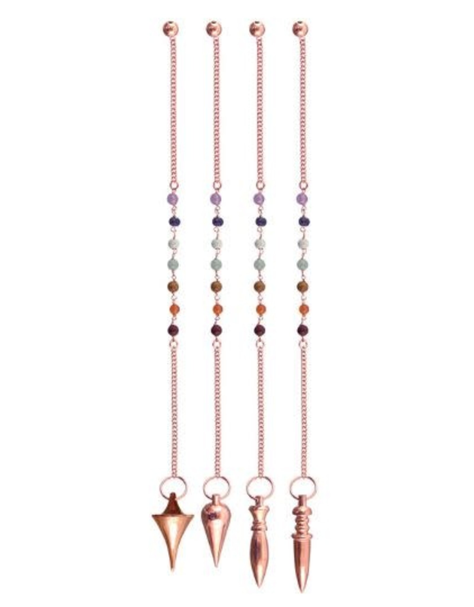 Assorted Copper Colour Metal Pendulums with Chakra Beads