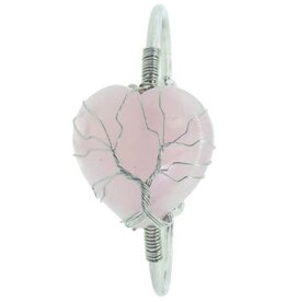 Rose Quartz Heart Adjustable Metal Bracelet