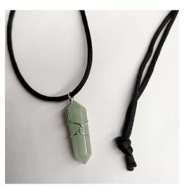 Green Aventurine Wrapped Point Necklace