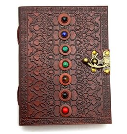 Fantasy Gifts Leather Journal with Chakra Stones 6"x 8"