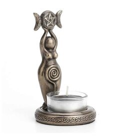 Spiral Goddess Triple Moon Tealight Holder 5"