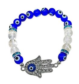 Evil Eye & Quartz with Fatima Hand / Hamsa- Bracelet