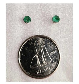 Emerald 2mm Sterling Silver Stud Earrings