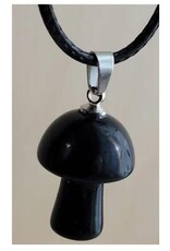Black Obsidian Mini Mushroom Necklace