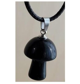 Black Obsidian Mini Mushroom Necklace