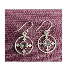 Mystic Topaz Round Dangle Sterling Silver Earrings