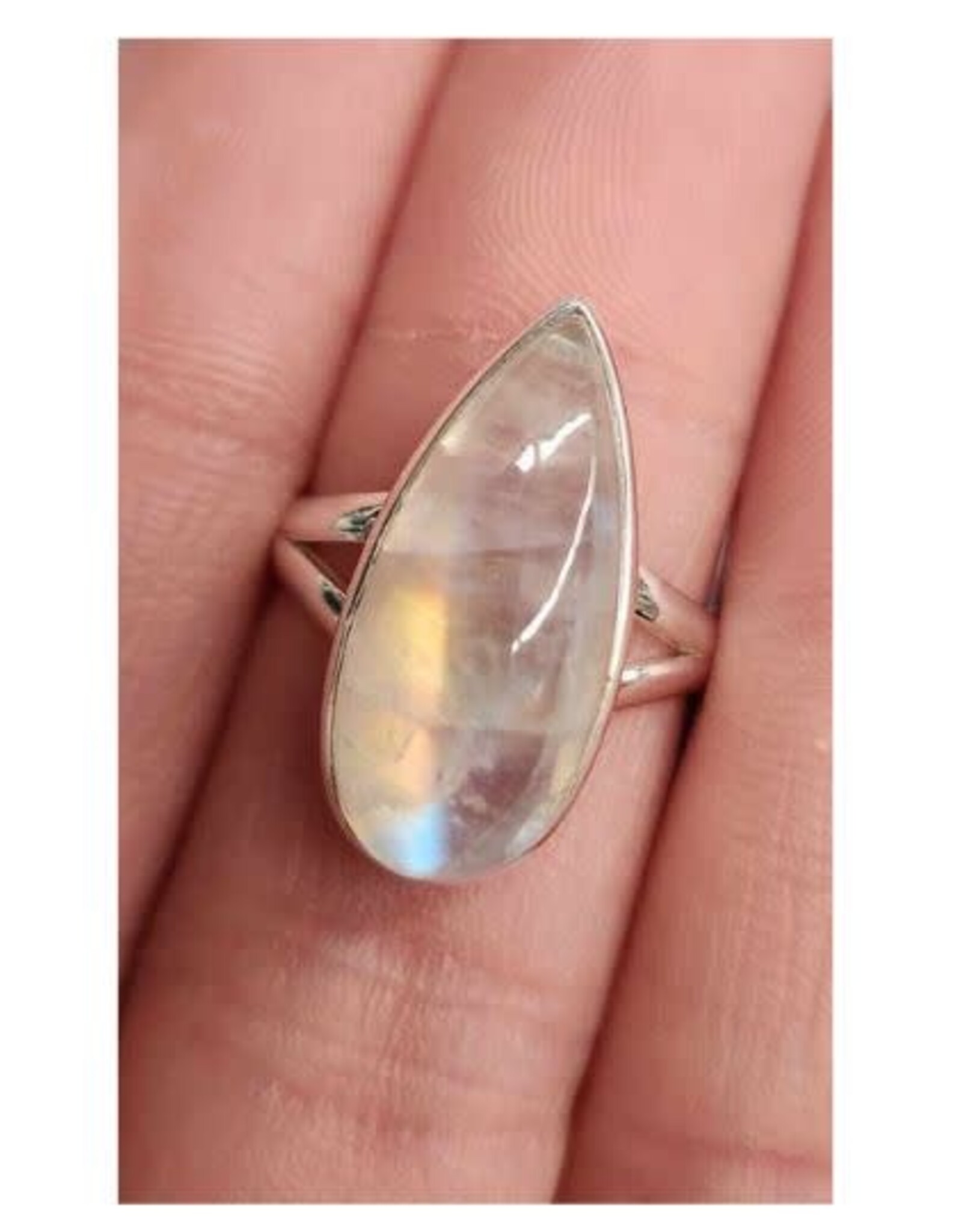 Rainbow Moonstone Ring F - Size 7 Sterling Silver