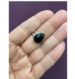 Black Obsidian Ring B - Size 6 Sterling Silver