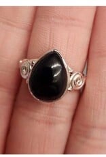 Black Obsidian Ring - Size 7 Sterling Silver