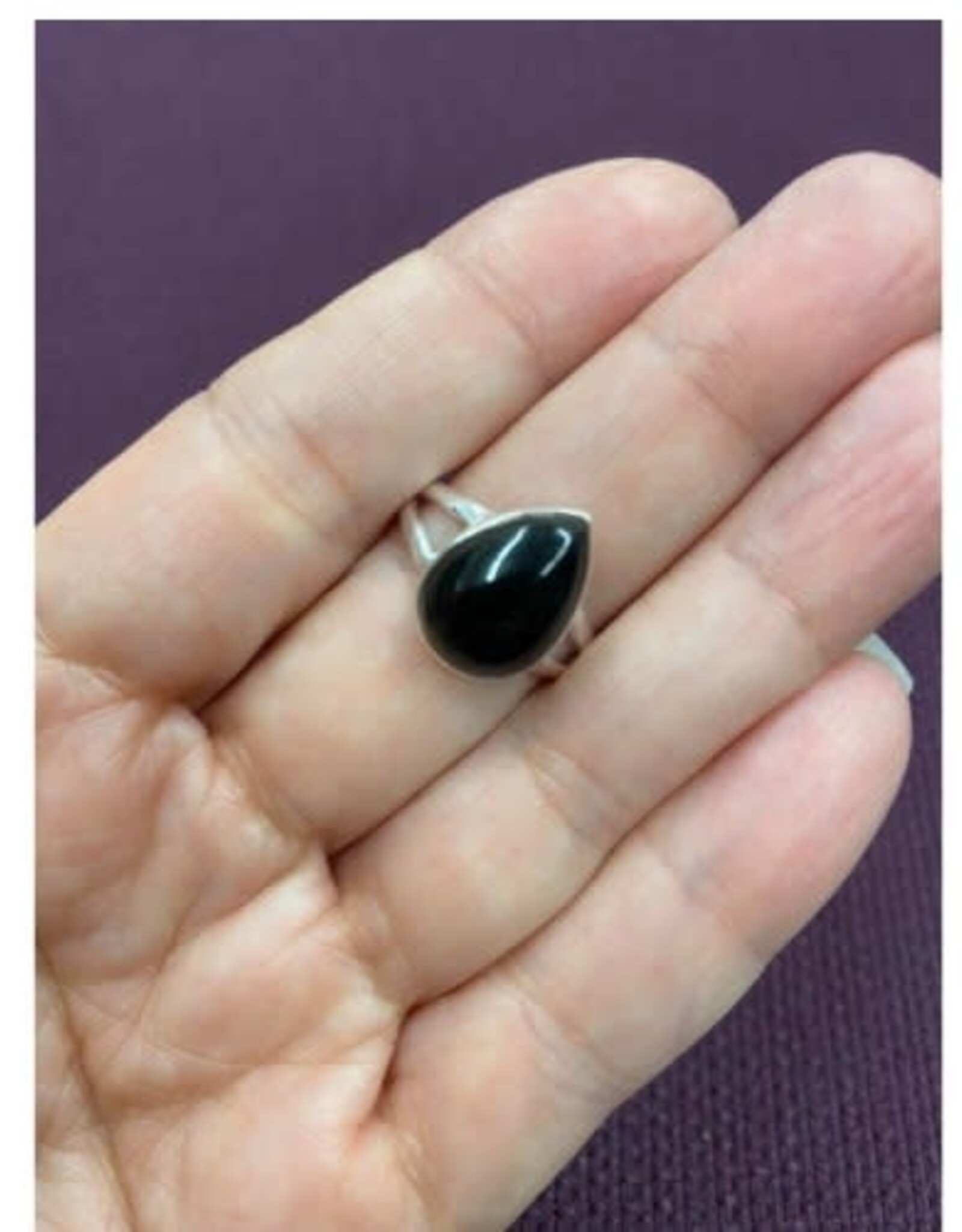 Black Obsidian Ring - Size 9 Sterling Silver