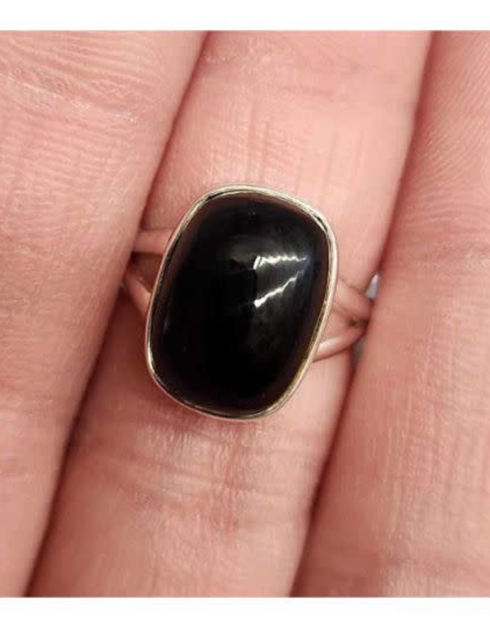 Black Obsidian Ring - Size 6 Sterling Silver