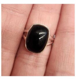 Black Obsidian Ring - Size 5 Sterling Silver