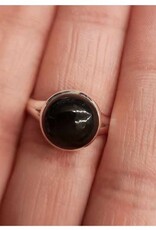 Black Obsidian Ring - Size 8 Sterling Silver