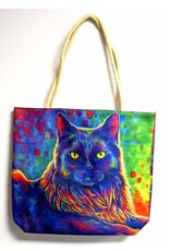 Psychedelic Black Cat Tote Bag