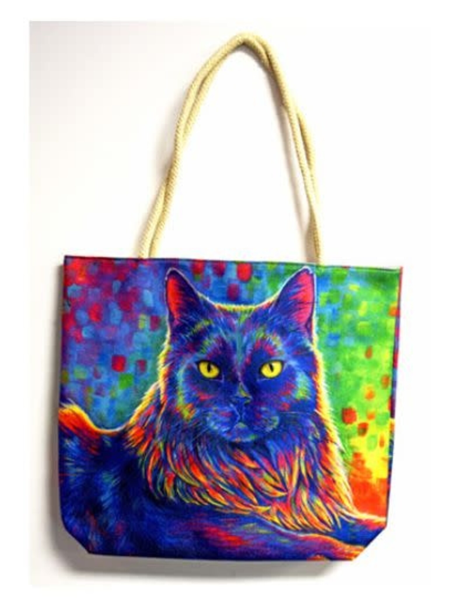 Psychedelic Black Cat Tote Bag