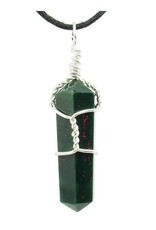 Bloodstone Wrapped Point Necklace