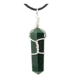 Bloodstone Wrapped Point Necklace