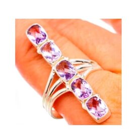 Amethyst Faceted Sterling Silver Ring Size 10.5