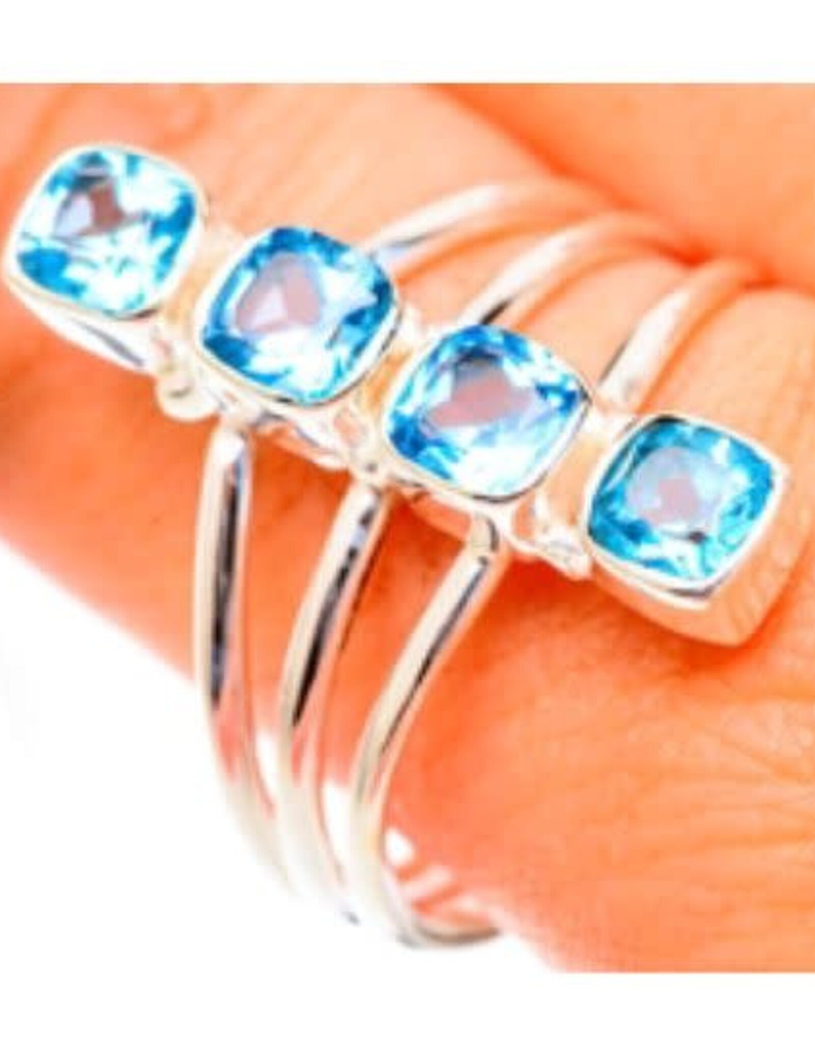 Blue Topaz Sterling Silver Ring Size 10.25