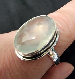 Prehnite Faceted Sterling Silver Ring  12.5