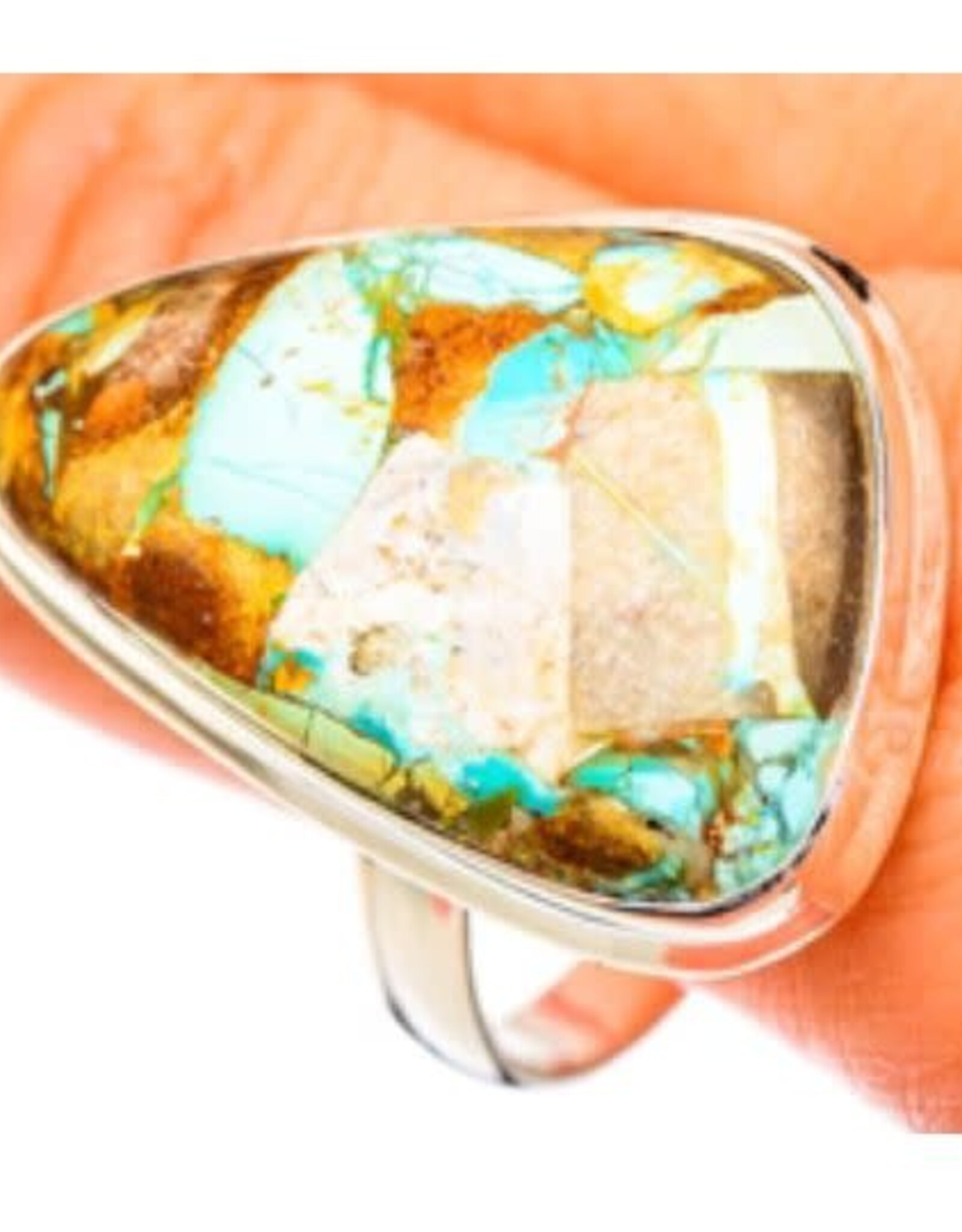 Copper Turquoise Sterling Silver Ring 13