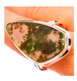 Plume Agate Sterling Silver Ring 14.25