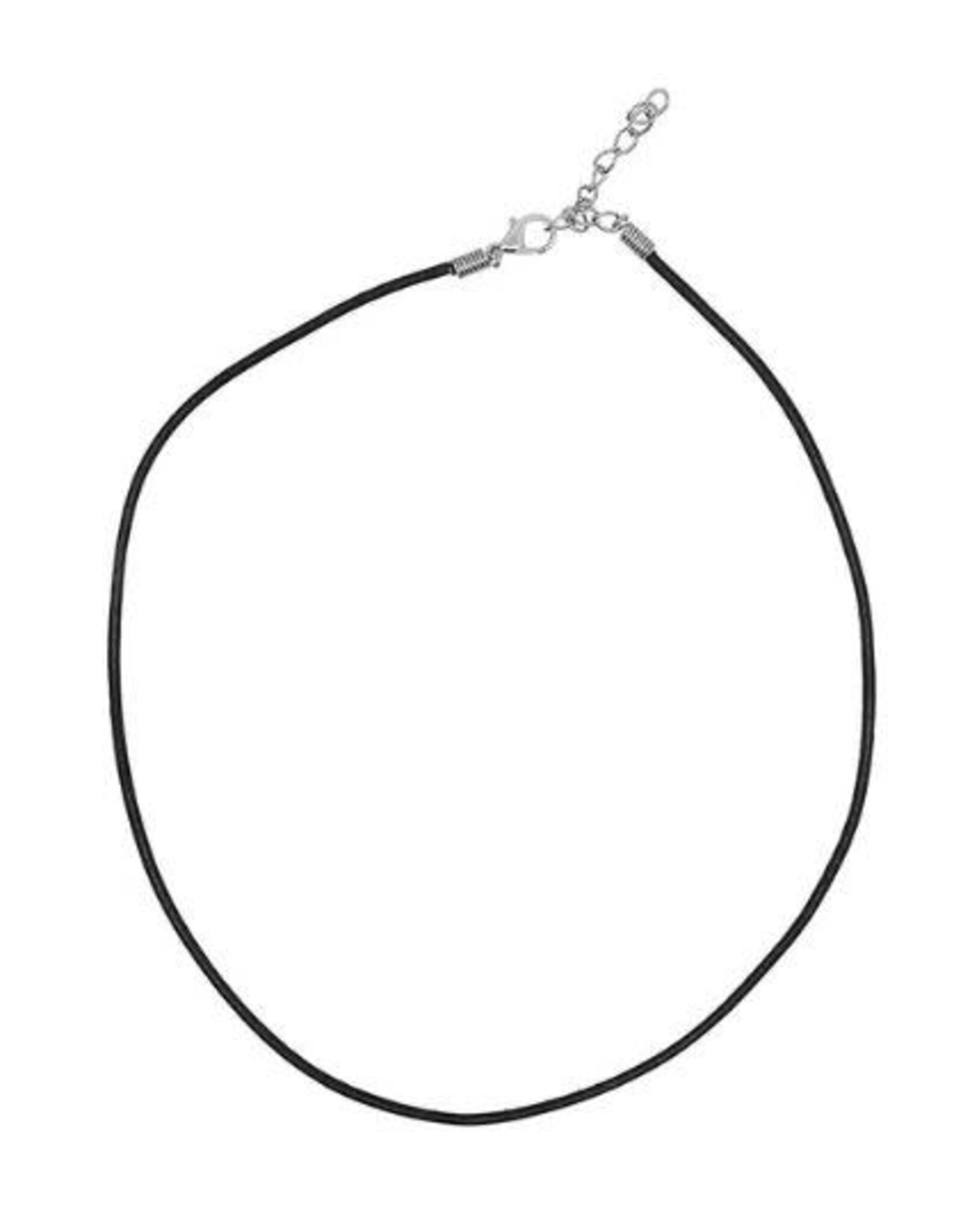 Black Faux Leather Necklace - 19"
