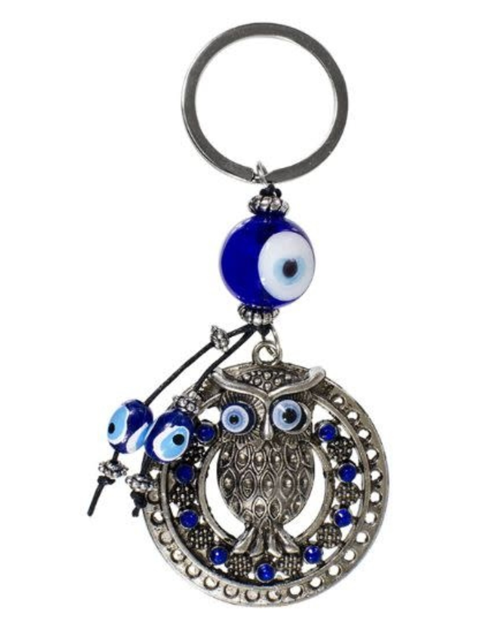 Evil Eye Owl Metal Keychain 4.5"