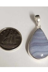 Blue Lace Agate Pendant I Sterling Silver