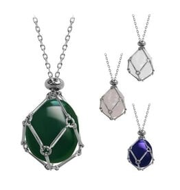 Small Stainless Steel Crystal Holder Necklace Small with Crystal
