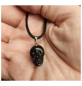 Black Obsidian Skull Necklace 3/4"