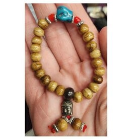 Buddha Wood & Green Stone Bracelets