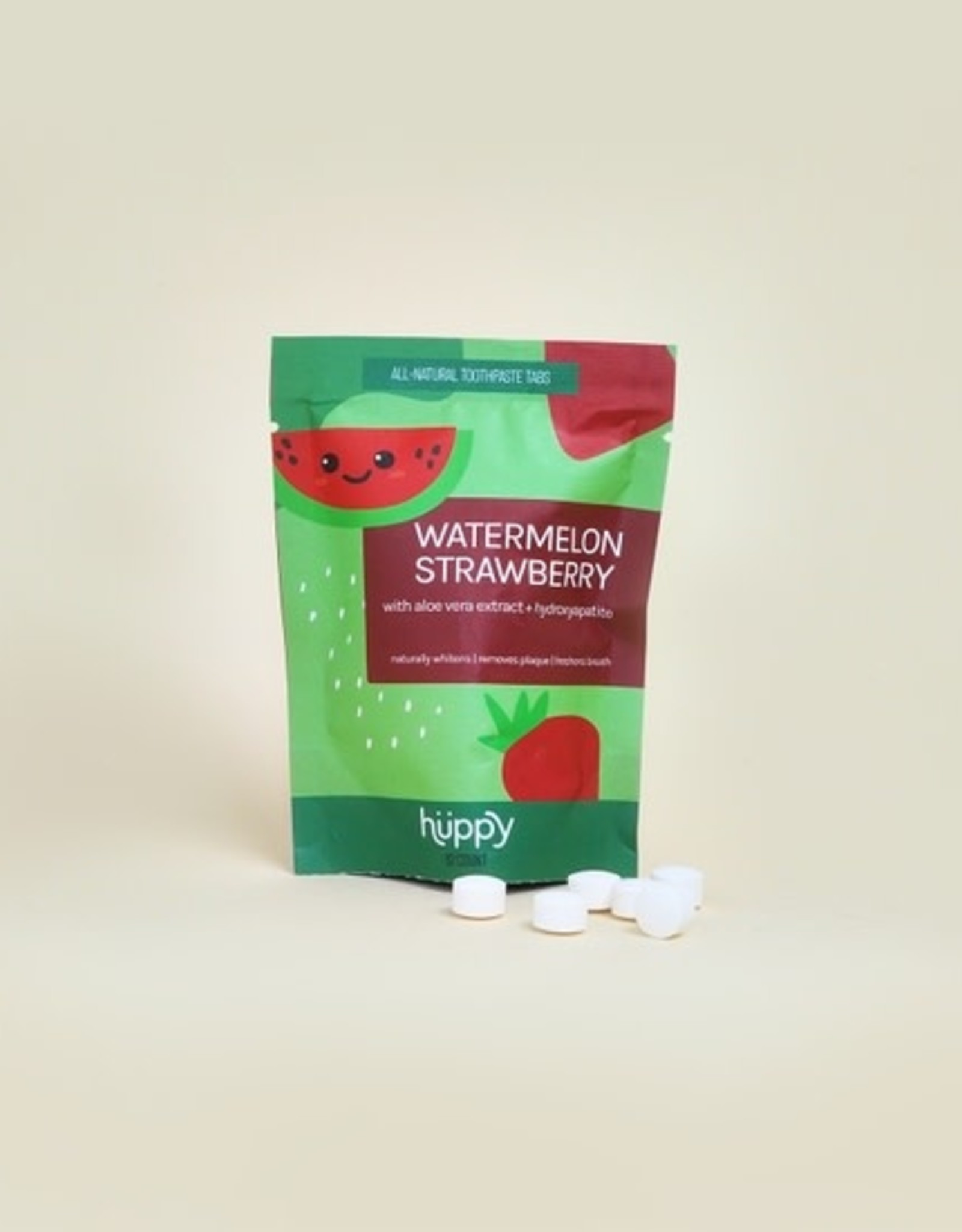Huppy Watermelon and Strawberry Toothpaste Tabs for Kids
