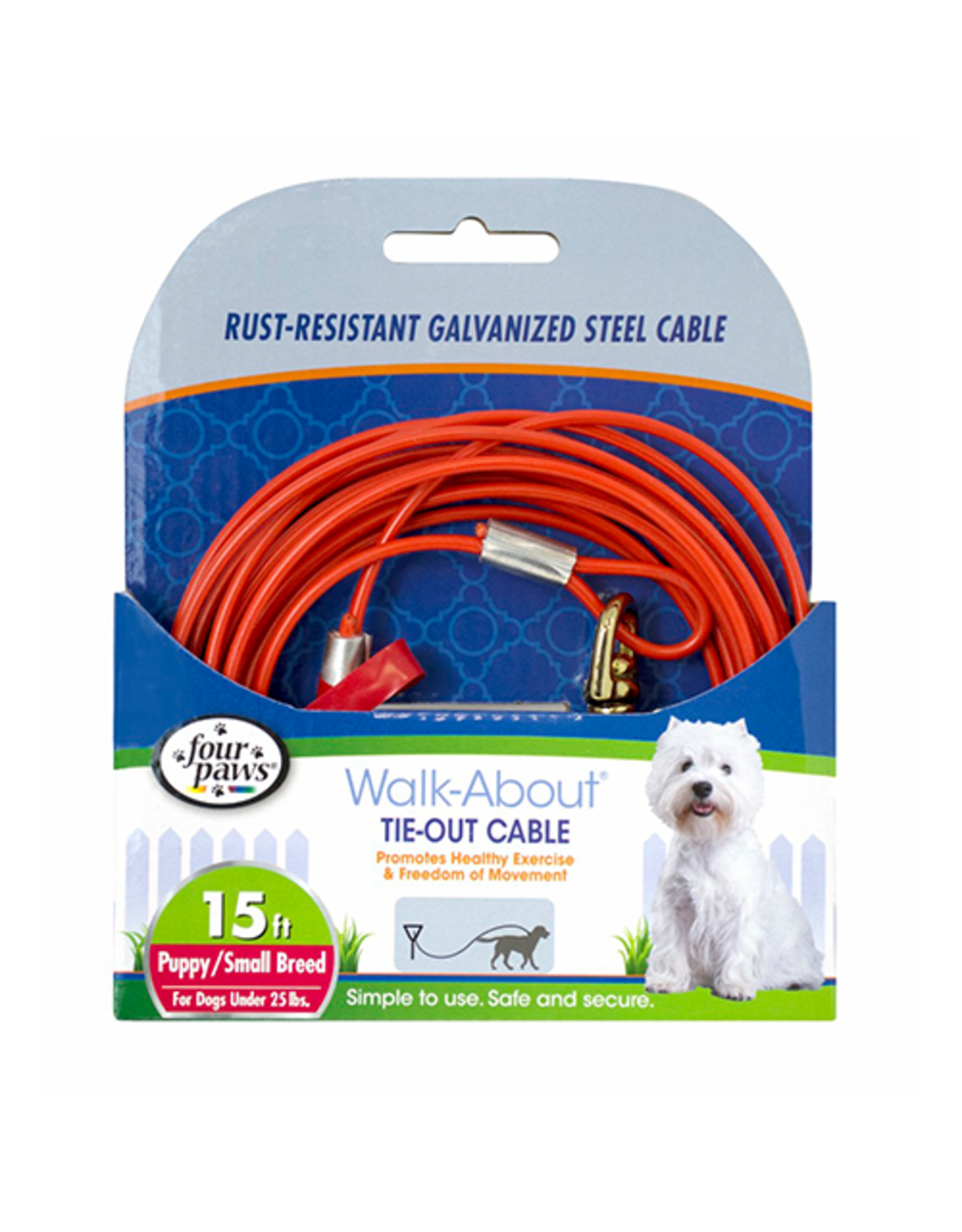 Four Paws Four Paws® Tie Out Cable Puppy Orange 15'