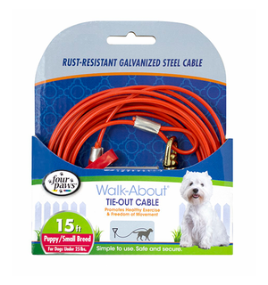 Four Paws Four Paws® Tie Out Cable Puppy Orange 15'