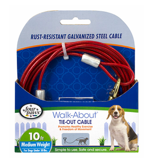 Four Paws Four Paws® Tie Out Cable Medium Weight Red 10'