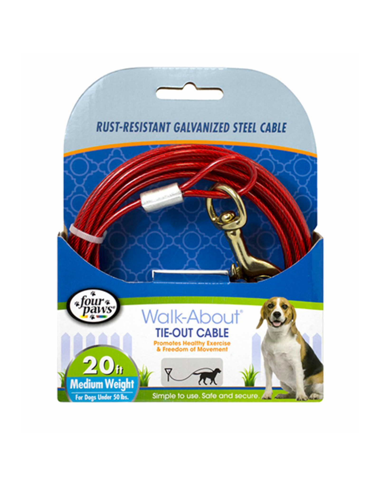 Four Paws Four Paws® Tie Out Cable Medium Weight Red 20'