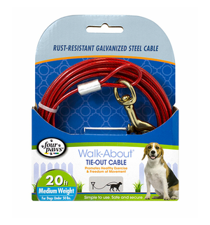 Four Paws Four Paws® Tie Out Cable Medium Weight Red 20'