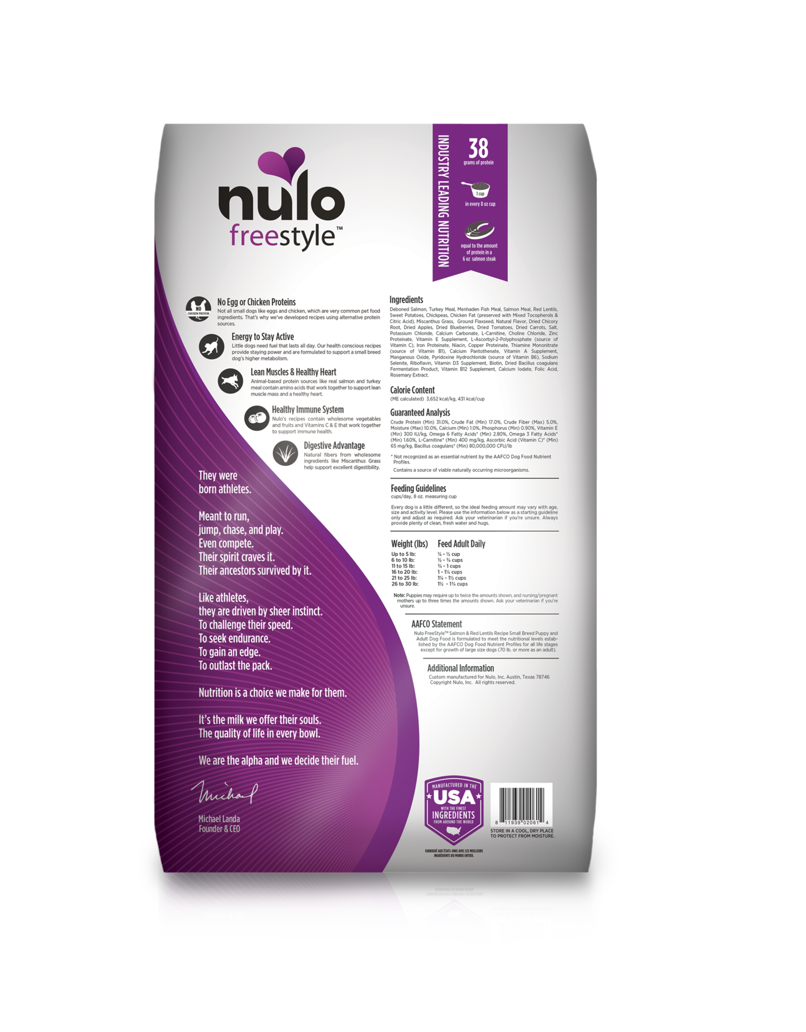 Nulo Nulo FreeStyle Grain Free High-Meat Kibble-  Salmon & Red Lentils Recipe  For Small Breeds Dogs