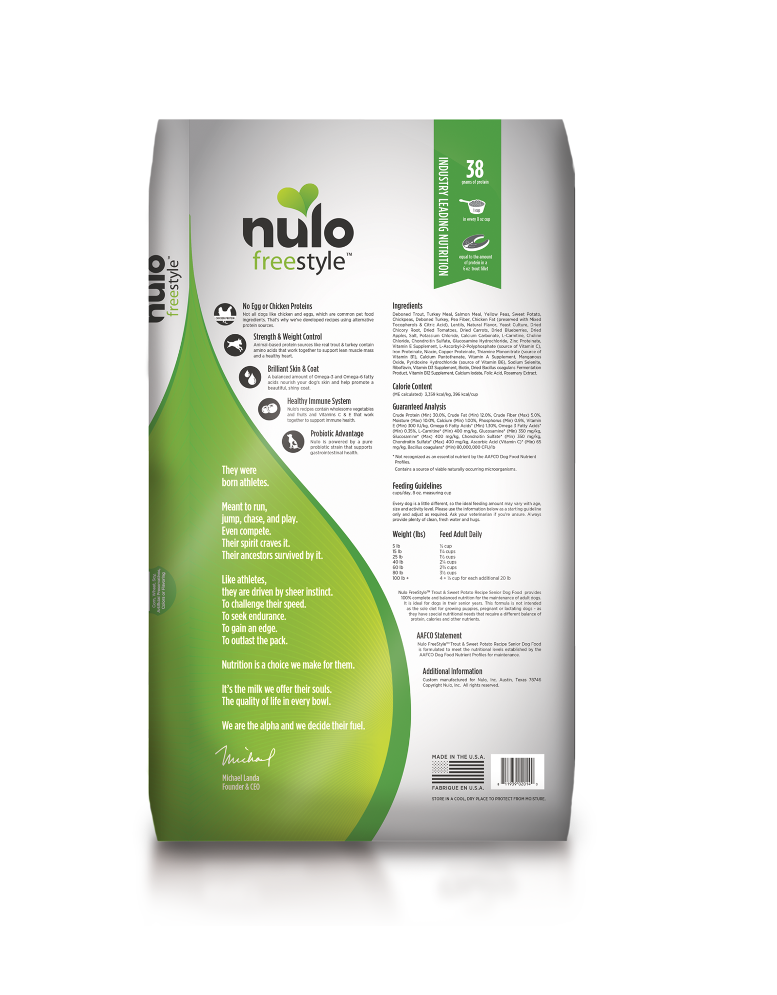Nulo Nulo  FreeStyle Grain Free High Meat Kibble -Trout & Sweet Potato Recipe Premium Food For Senior Dogs
