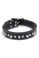 CIRCLE T CIRCLE T Oak Tanned Leather Double Ply Spiked DOG Collar Black1X18IN