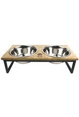 GE PET- Dog Wood and Metal Feeder Natural Medium