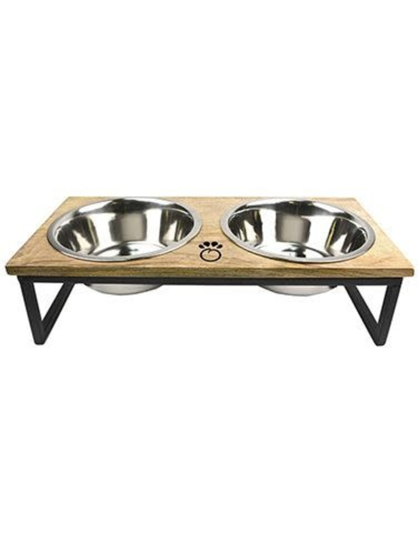GE PET- Dog Wood and Metal Feeder Natural Medium