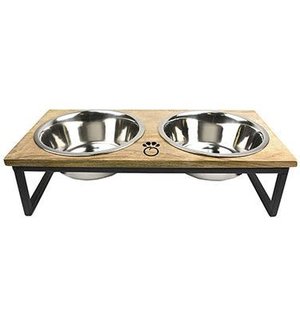 GE PET- Dog Wood and Metal Feeder Natural Medium