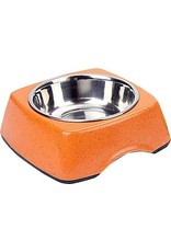 DEFINE PLANET DEFINE PLANET Dog Bamboo Bowl Square with SS Insert Orange Large