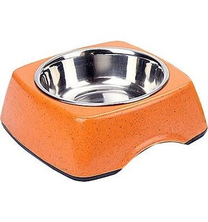 DEFINE PLANET DEFINE PLANET Dog Bamboo Bowl Square with SS Insert Orange Large