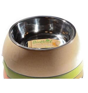 DEFINE PLANET DEFINE PLANET Dog Bamboo Bowl Round with SS Insert Ivory Small