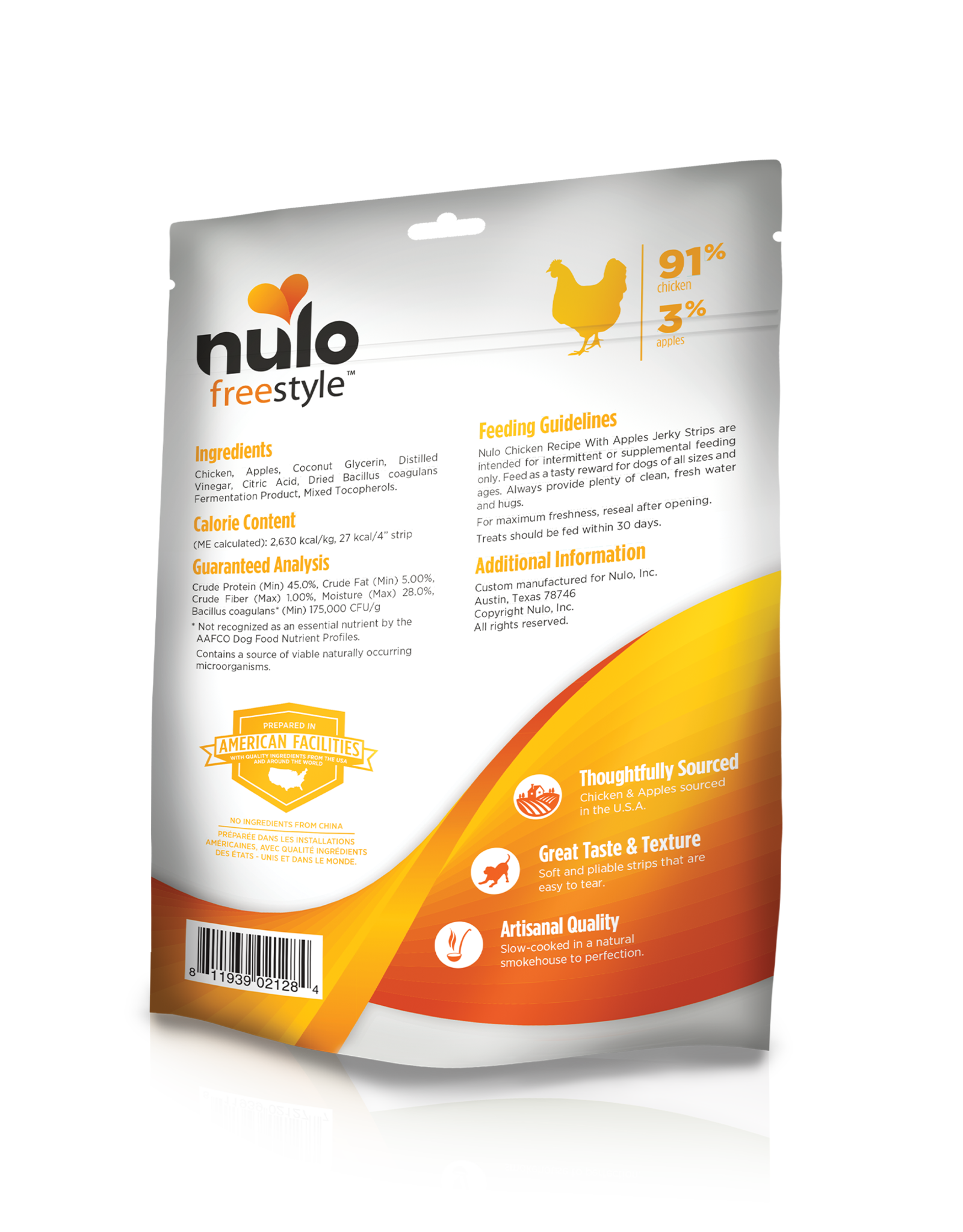 Nulo Nulo Freestyle Jerky Strips Treats - Chicken with Apples Recipe For  Dogs 5oz